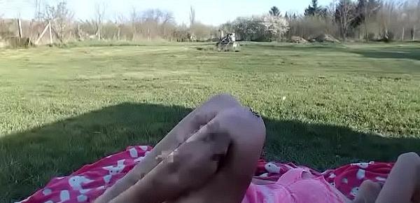  Newly pregnant mom live porn show outdoor on the grass